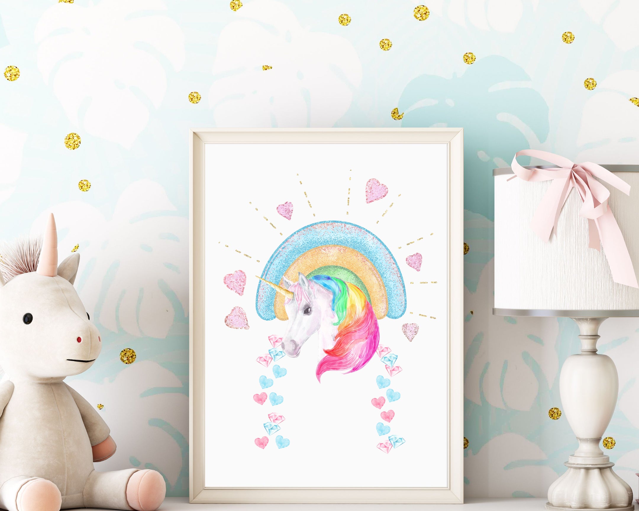 Unicorn Printable Art, Unicorn Art Print, Children's Room Decor